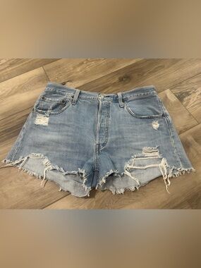 Levi's Light Blue Distressed Cutoff Jean Shorts